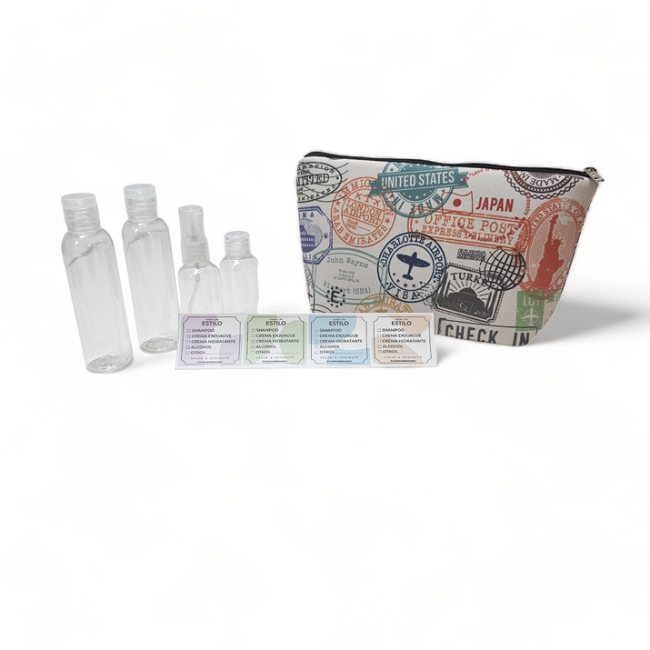 NECESER SIMIL NEOPREN + STICKERS + ATOMIZADOR + FRASCO CH + 2 FRASCOS GRANDES - SELLOS